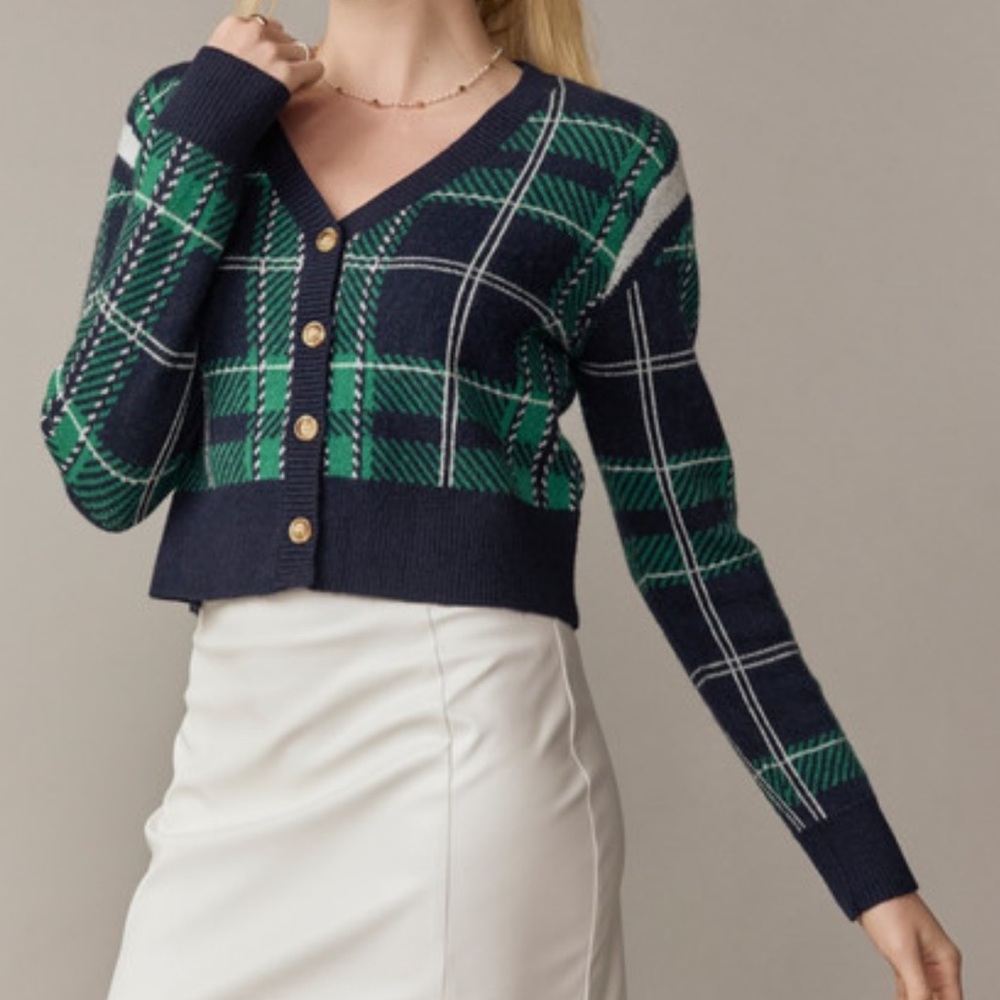 Miami for Francesca’s Anastasia Plaid Cardigan size M NWT